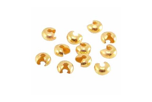 Coprischiaccini liscia in ottone placcata oro coprire gli schiaccini 4mm  5mm 6mm per bigiotteria Gioie d'Oriente