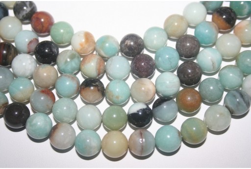 Filo 32 Pietre Amazonite Multicolor Sfera 12mm AMA19