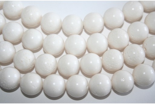 Filo 25 Pietre Corallo Spugna Bianco Sfera 16mm COR15