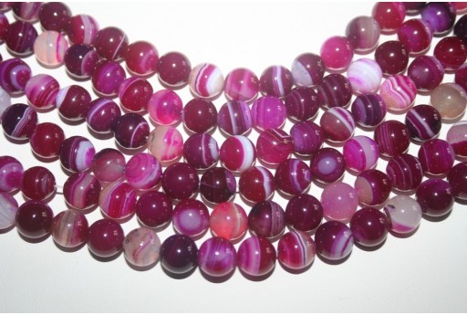 Agate Beads Veined Fuchsia Sphere 10mm - 38pcs