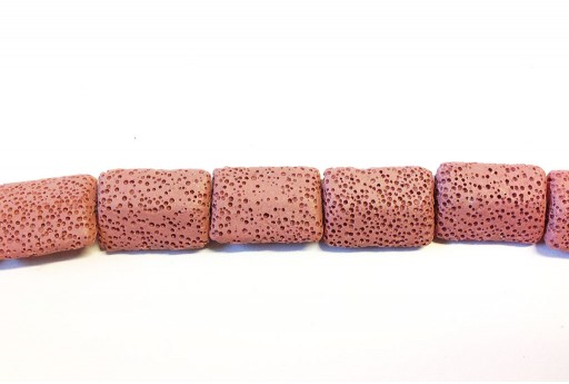 Lava Rock Beads Rectangle Pink 19x28mm