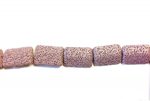 Lava Rock Beads Rectangle Purple 19x28mm