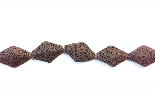 Lava Rock Beads Rhombus Brown 23x35mm