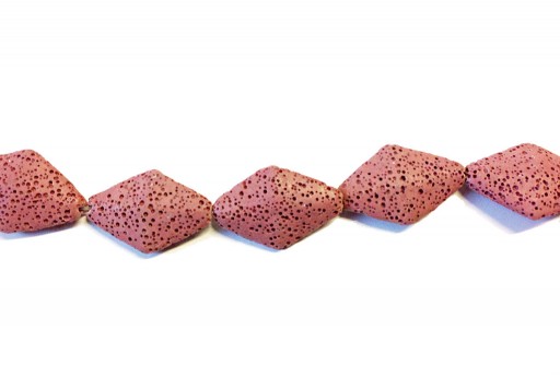 Lava Rock Beads Rhombus Pink 23x35mm
