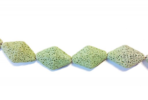 Lava Rock Beads Rhombus Light Green 23x35mm