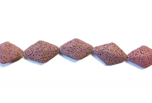 Lava Rock Beads Rhombus Purple 23x35mm