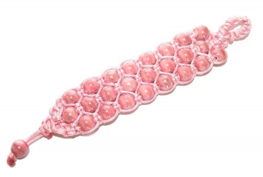 DIY Kit Macramè Bracelet Pink Ceramic Beads