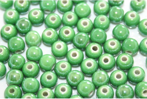 6mm Round Green Ceramic Beads 