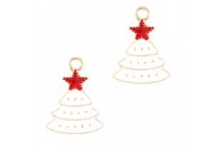Immagini Natale Oro.Charm Smaltato Albero Di Natale Oro Bianco 22x16mm Perlinebijoux Com Il Negozio Per La Bigiotteria Fai Da Te