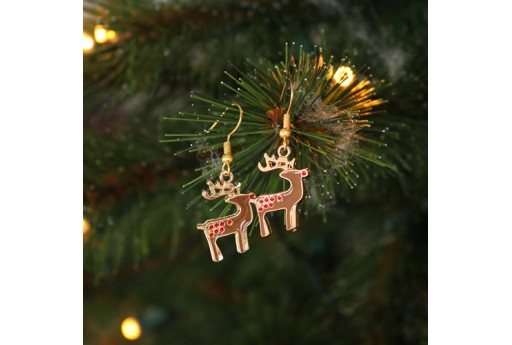 Gold Plated Enameled Charm Reindeer 17x22mm - 1pcs 2