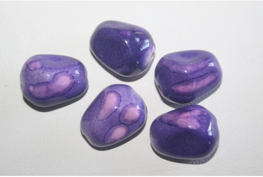 Perline Acrilico Viola Sasso 17x13mm - 16pz