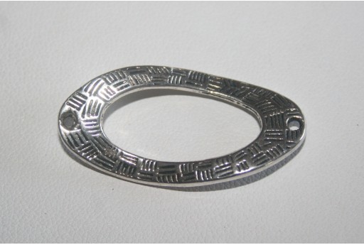 Connettori Argento Tibetano Ovale Twist 36x18mm - 4pz