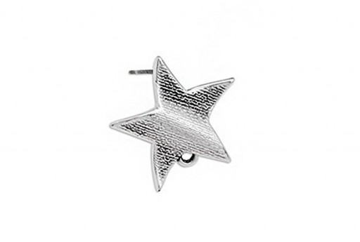 Wavy Star Earring With Titanium Pin - Silver