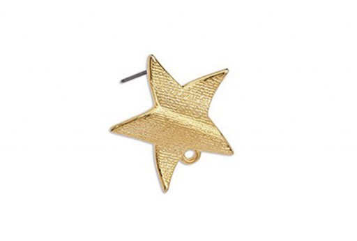 Wavy Star Earring With Titanium Pin - Gold
