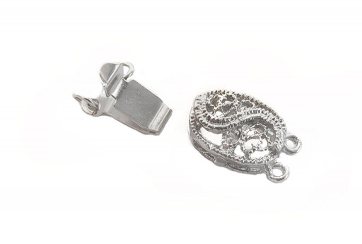 Oval Box Clasp 2 Strand - Platinum 16x9mm