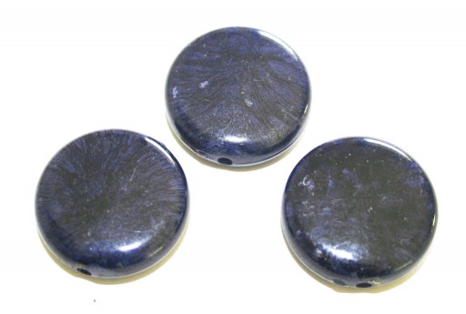 Acrylic Beads Blue - Coin 27x9mm - 8pcs