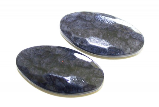 Perline in Acrilico Blu Sfumato - Ovale Sfaccettato 45x24mm - 6pz
