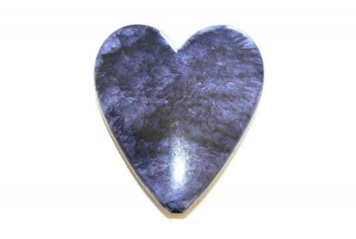 Acrylic Beads Blue - Heart 45x39mm - 2pcs