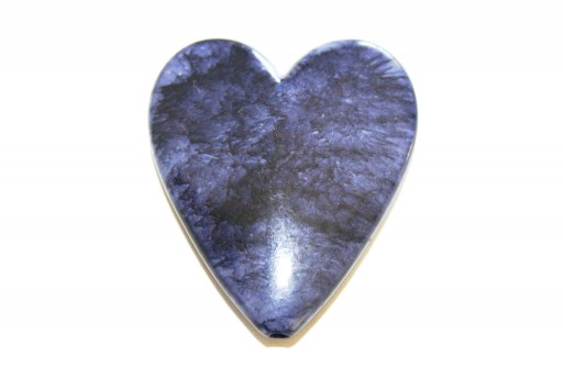 Perline in Acrilico Blu Sfumato - Cuore 45x39mm - 2pz