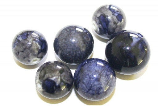 Perline in Acrilico Blu Sfumato - Tondo Misure Miste - 10pz