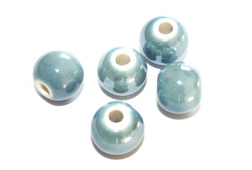 Ceramic Beads Round - Light Blue 14mm - 4pz