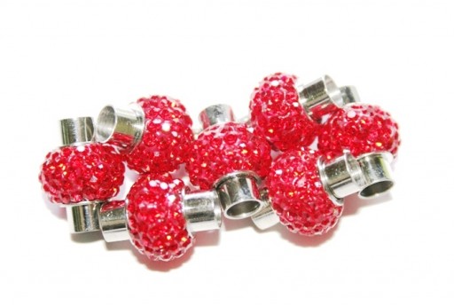 Steel Magnetic Clasp with Red Strass 17x14mm