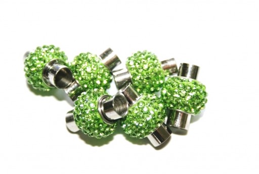 Steel Magnetic Clasp with Green Strass 17x14mm