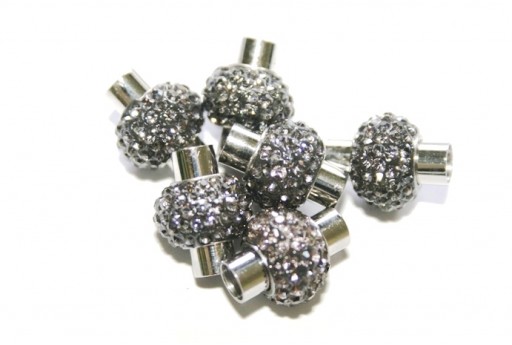 Steel Magnetic Clasp with Grey Strass 17x14mm