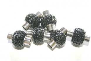 Steel Magnetic Clasp with Black Strass 17x14mm