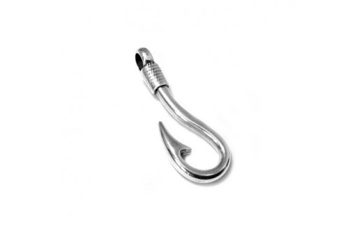Silver Metal Fishook Clasp 13x37mm - 1pc