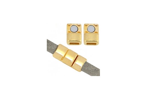 Chiusura Magnetica per Corda Piatta - Oro 18x8mm