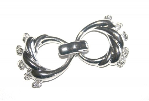 Rhodium Plated 925 Sterling Silver 5 Loops Clasp 19,2x42,8mm