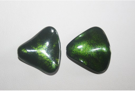 8 Perline Acrilico Verde Triangolo Ondulato 24x26mm AC12D