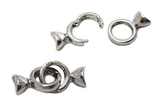 Rhodium Silver Plated Clasp with Bead Cup End 27x10mm