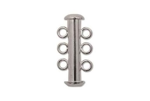 Platinum Plated 3 Loops Tubular Magnetic Clasp 1pc