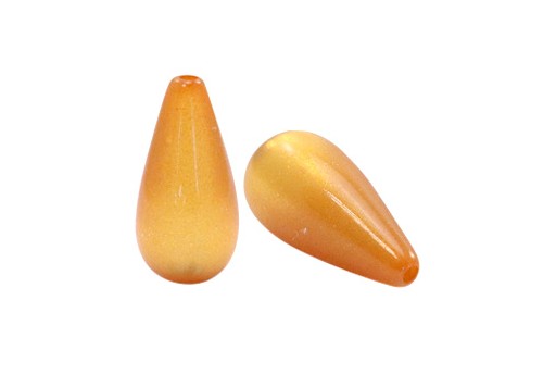 Drop Shaped Polaris Pearl Beads - Gold 10x20mm - 2pcs