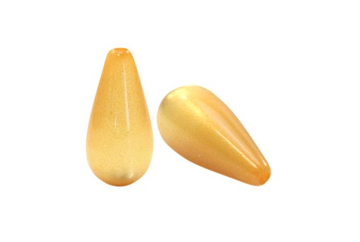 Drop Shaped Polaris Pearl Beads - Light Gold 10x20mm - 2pcs