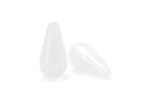 Drop Shaped Polaris Marble Beads - White 10x20mm - 2pcs