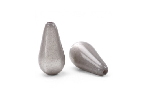 Drop Shaped Polaris Pearl Beads - Grey 10x20mm - 2pcs