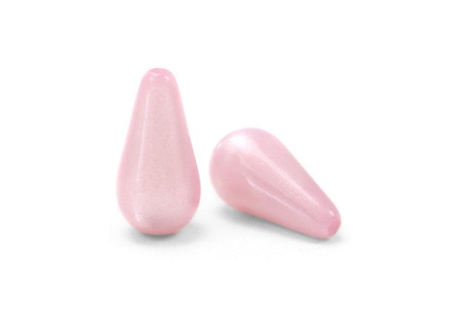 Drop Shaped Polaris Pearl Beads - Medium Pink 10x20mm - 2pcs