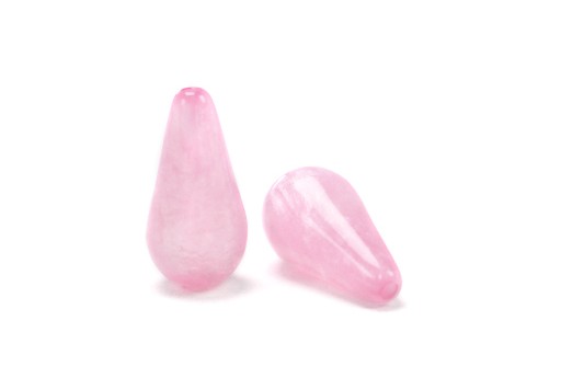 Drop Shaped Polaris Marble Beads - Pink 10x20mm - 2pcs