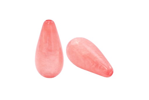 Drop Shaped Polaris Marble Beads - Coral 10x20mm - 2pcs