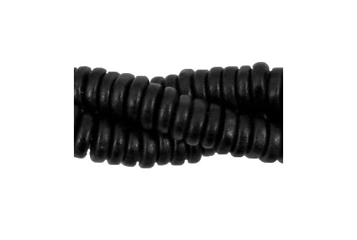 Greek Ceramic Beads Disc - Black 6mm - 20pcs