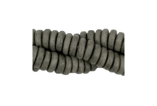 Greek Ceramic Beads Disc - Grey 6mm - 20pcs