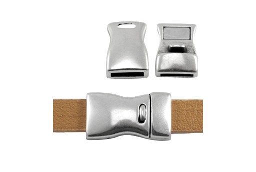 Heally 2 chiusure magnetiche per gioielli in pelle chiusura magnetica in acciaio inox per collane e bracciali Taglia 1 Argento 