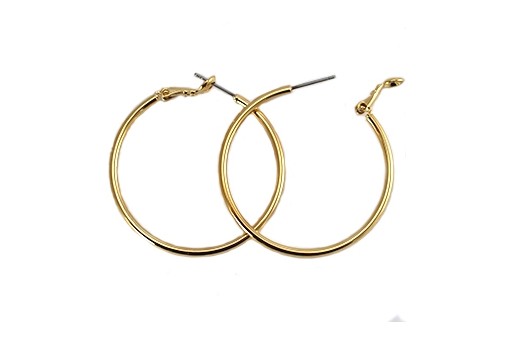 Steel Earring Round - Gold 40X2mm - 2pcs