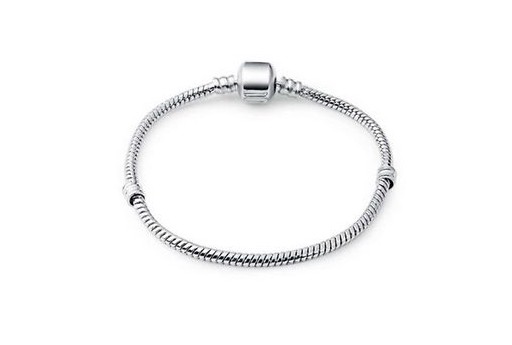 Bracciale Perline Foro Largo Colore Platino 20cm