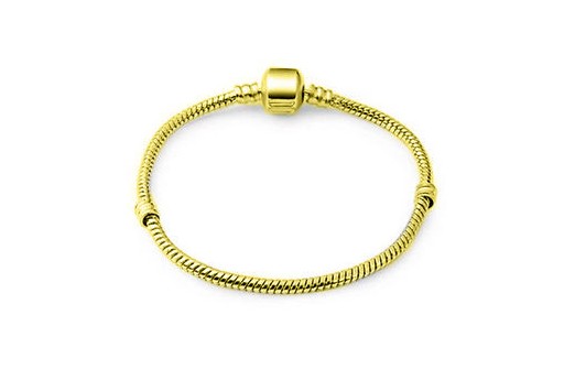 Bracciale in Acciaio per Perline Foro Largo - Oro 18cm