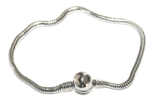Stainless Steel Bracelet for Large Hole Beads - Platinum 19cm