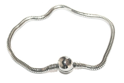 Stainless Steel Bracelet for Large Hole Beads - Platinum 19cm